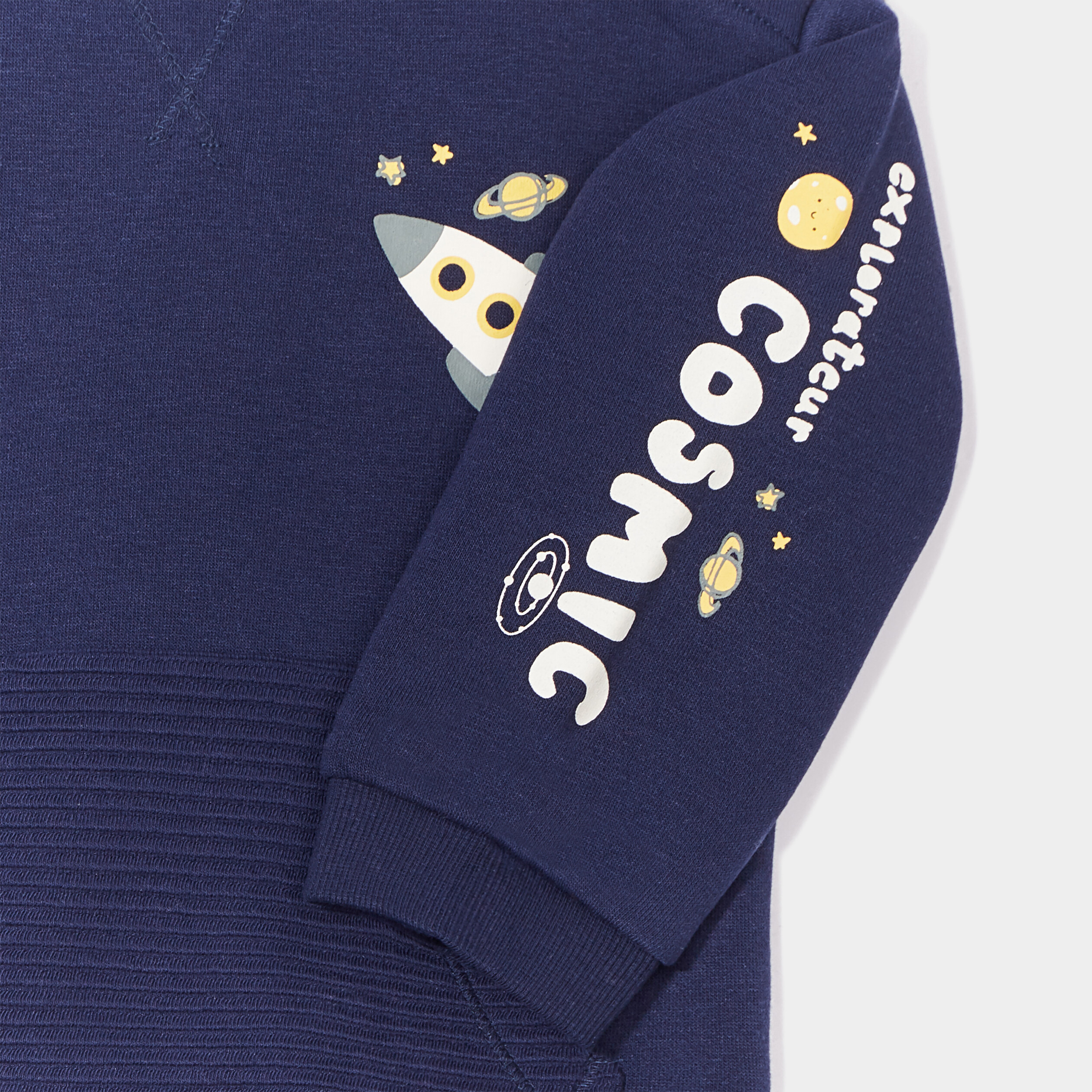 Sweat épaule boutonnée avec poche bleu marine bébé garçon | La Halle