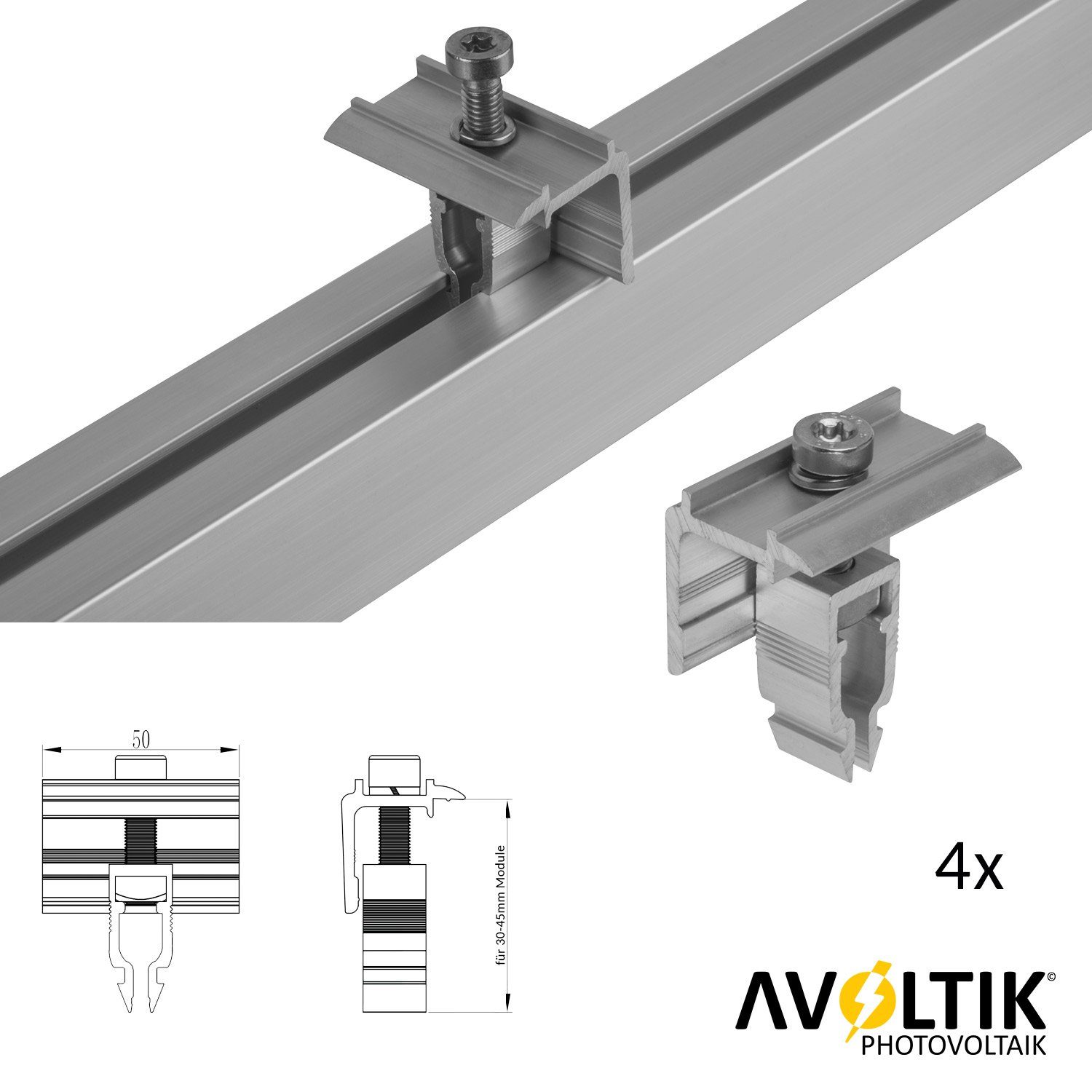avoltik Solarmodul Solar-Halterung Ziegeldach Montageset Dach Befestigung f 2 Solarmodule