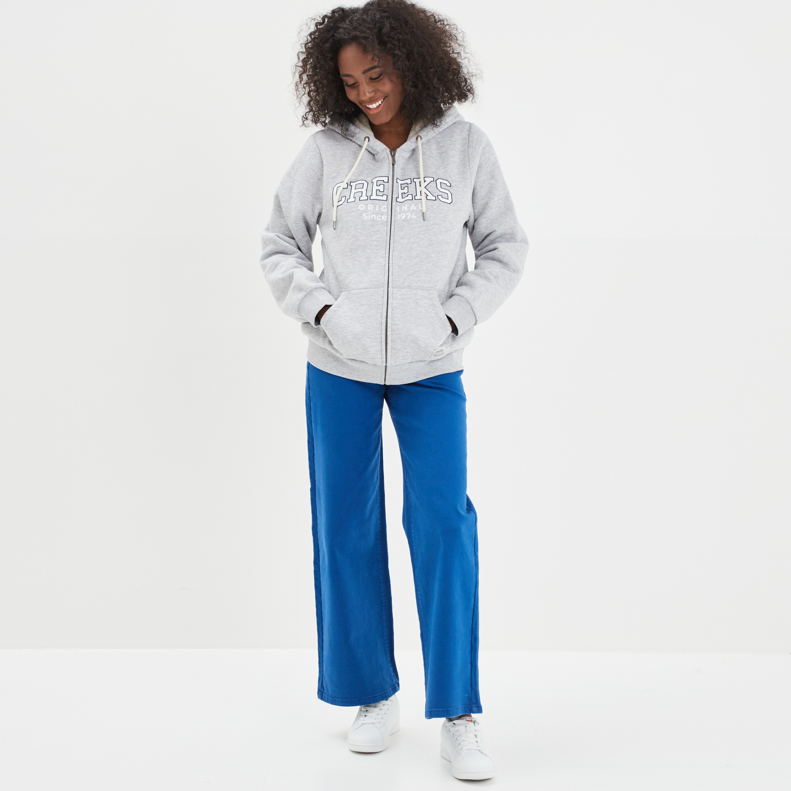 Pantalon large Creeks bleu roi femme | La Halle