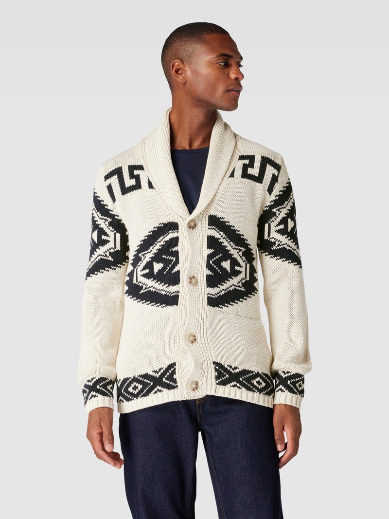 Strickjacke mit Knopfleiste in ecru