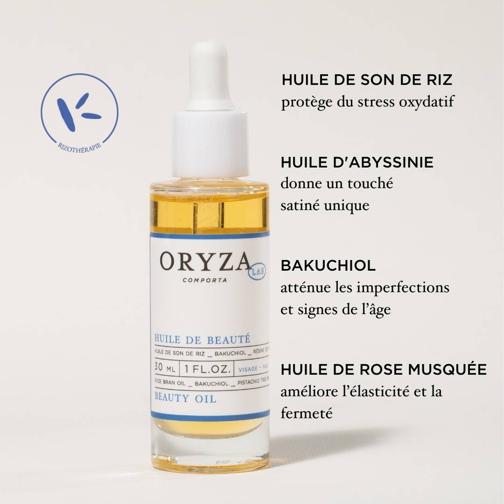 oryza lab Huile de beauté Huile de soin visage régénérante