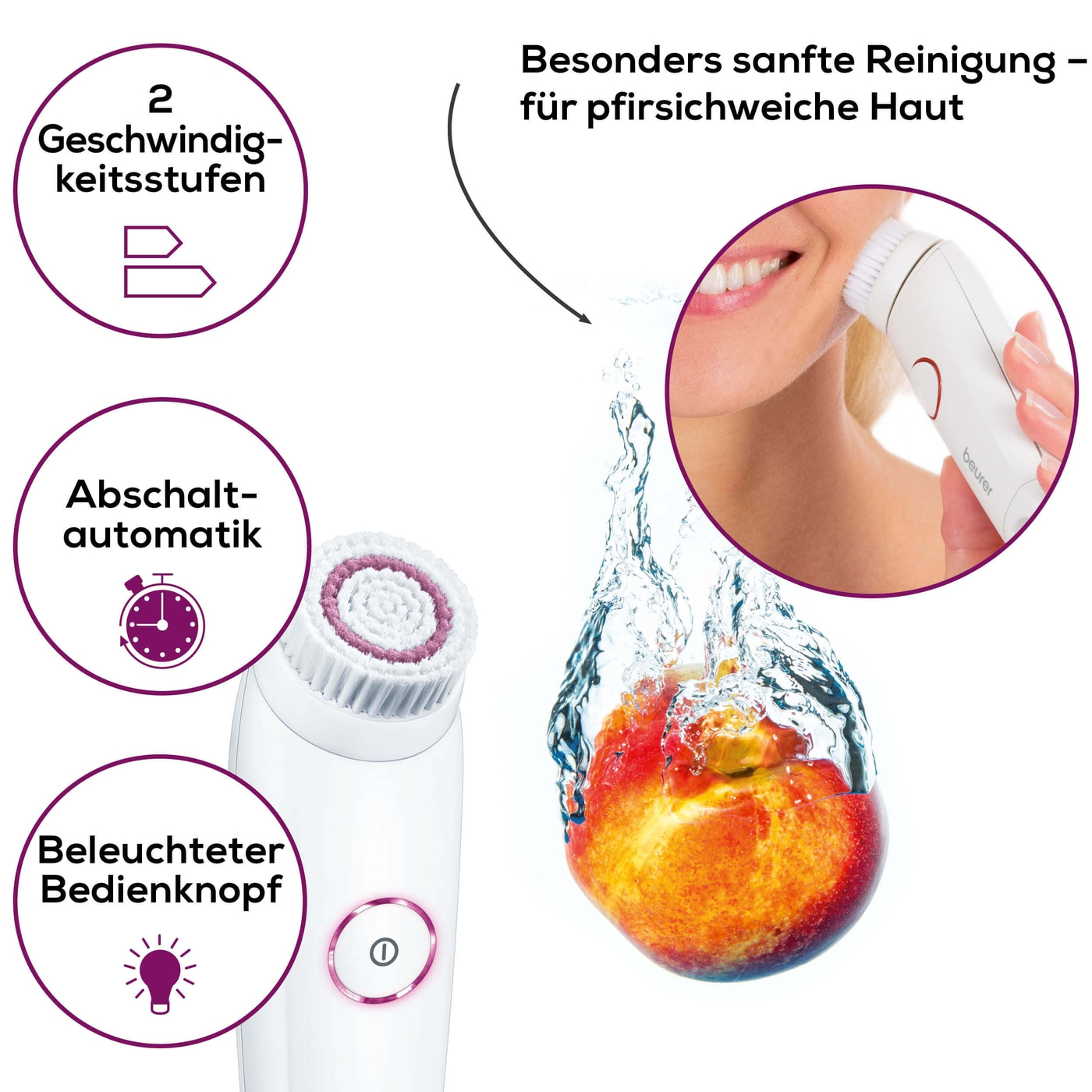 Beurer Gesichtsbürste FC 45-Tiefenreinigende Gesichtsbürste mit Aufhängering