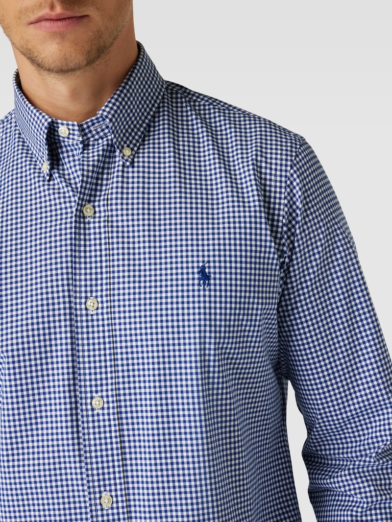 Slim Fit Freizeithemd mit Vichy-Karo in marineblau