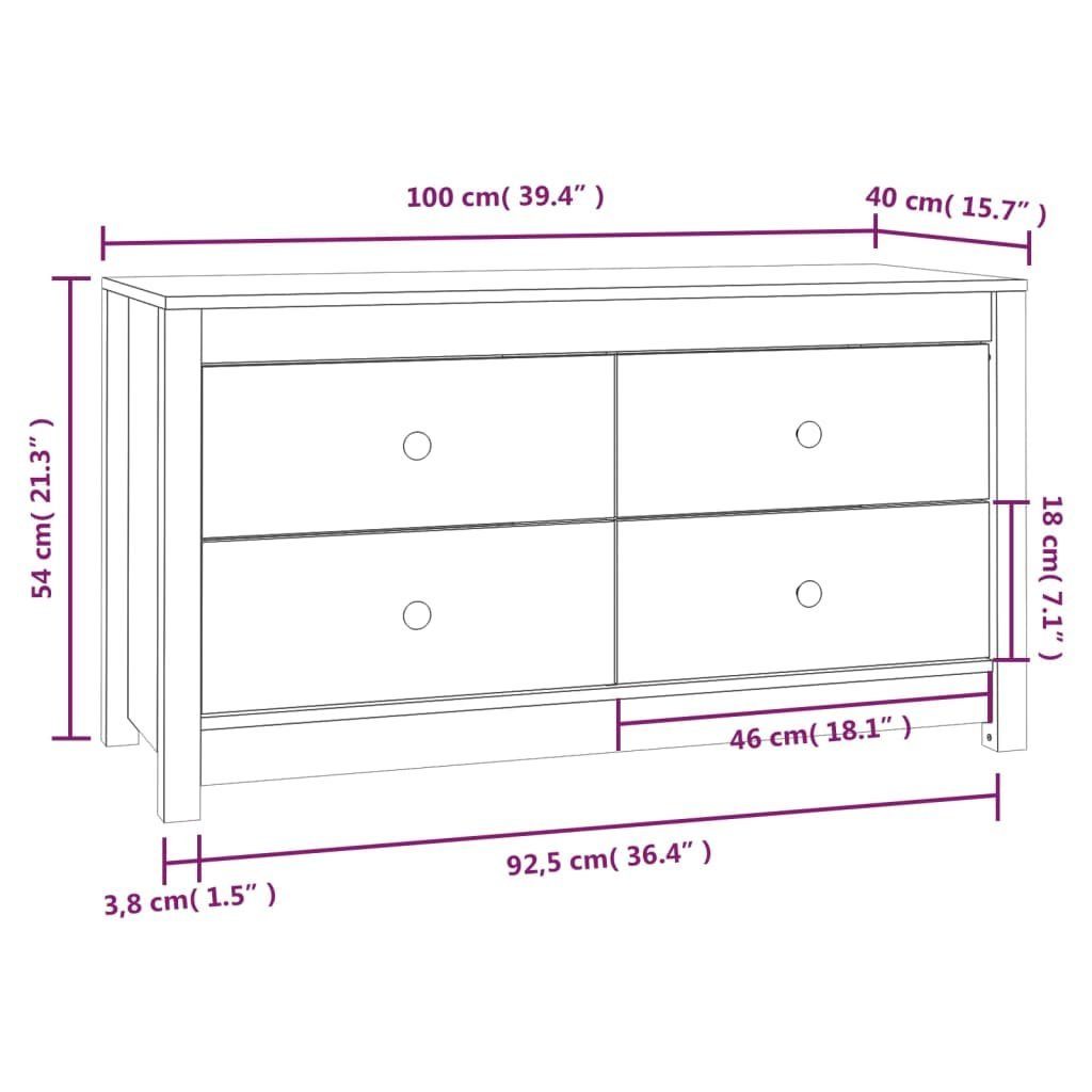 vidaXL Sideboard Beistellschrank Honigbraun 100x40x54 cm Massivholz Kiefer (1 St)