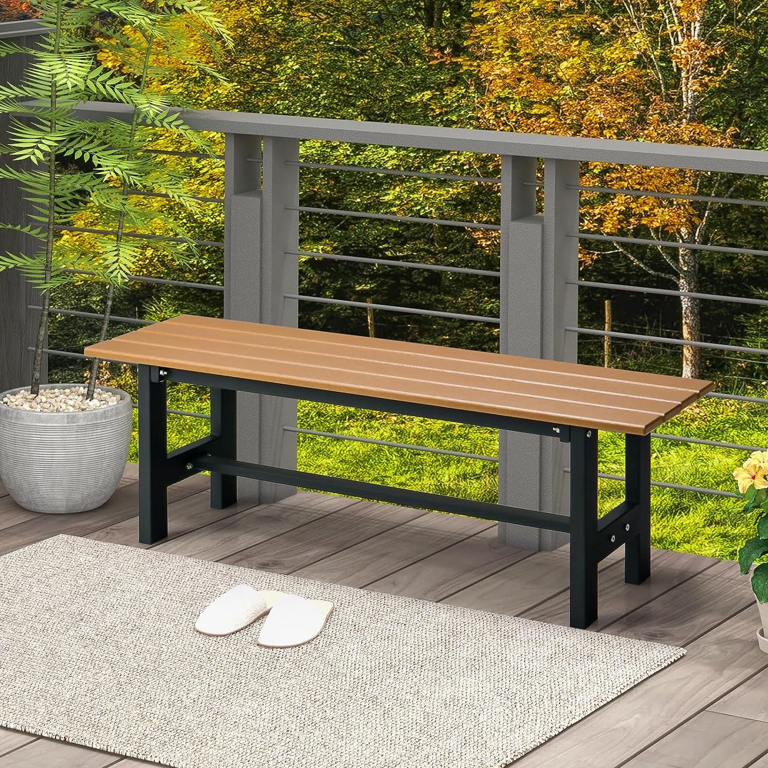 KOMFOTTEU Gartenbank Sitzbank, wetterfest & lichtecht, 120×36×40,5cm