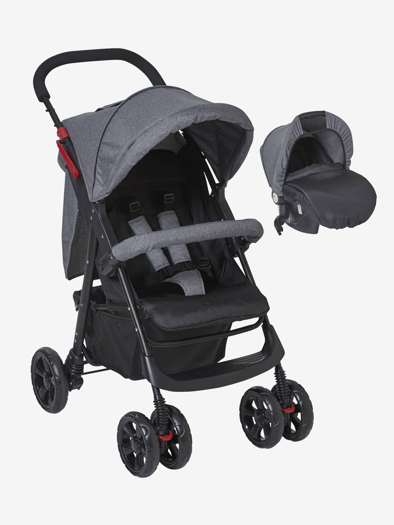 Combiné duo babycoque + poussette vertbaudet Primacity noir/gris
