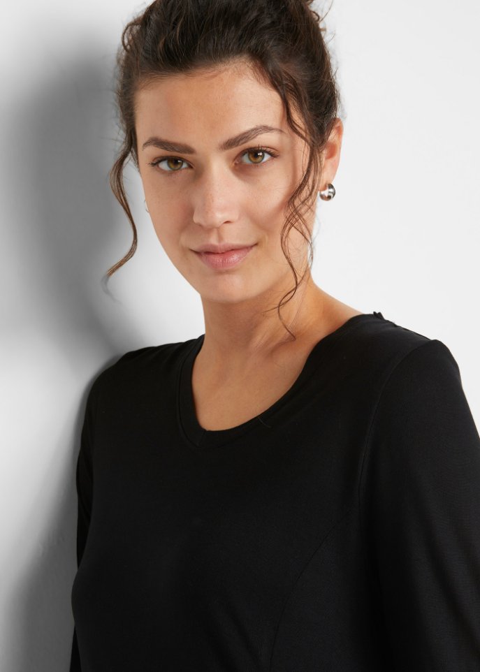 Langarm-Shirt mit ausgestelltem Saum