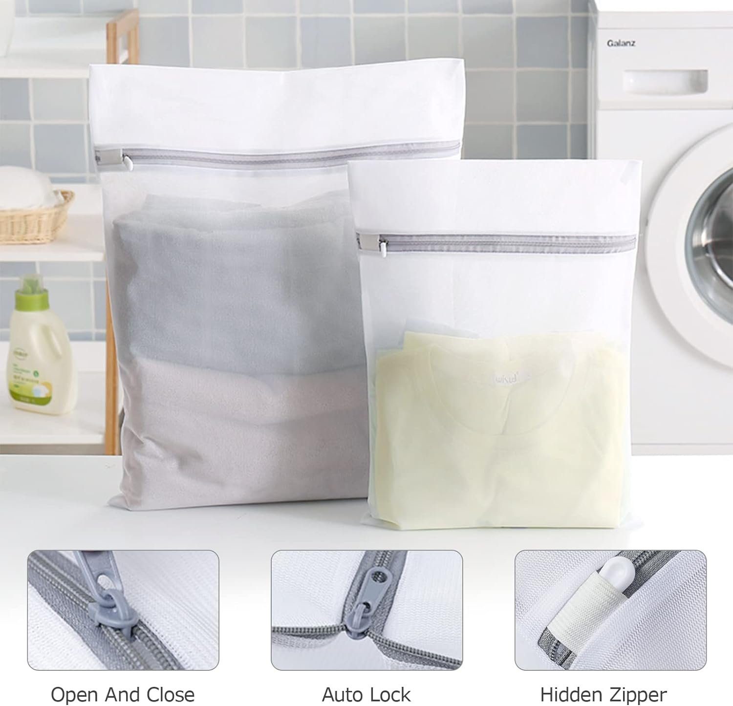ASLENY Wäschenetz 10 Stück Wäschenetze für die Waschmaschine, mit Reißverschluss,(10-St), für Blusen, BHs, Strumpfwaren, Unterwäsche, Dessous und Babykleidung