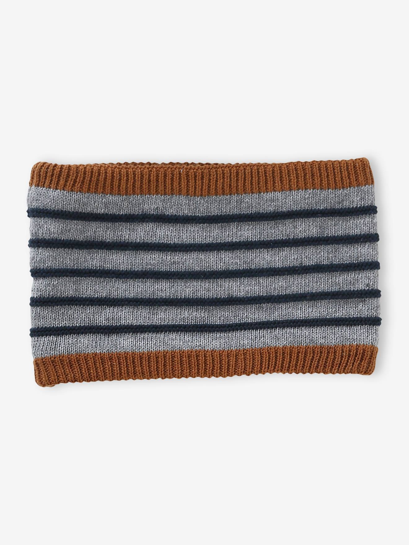 Vertbaudet Jungen Baby-Set: Mütze, Rundschal & Fäustlinge - grau meliert
