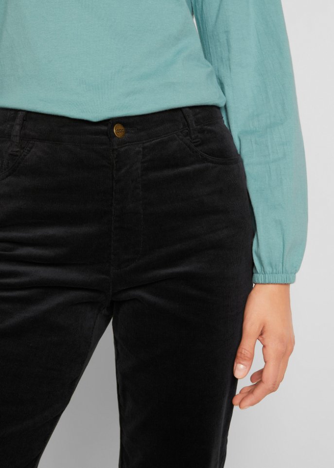 Stretch-Cord-Schlaghose mit High-Waist-Bequembund