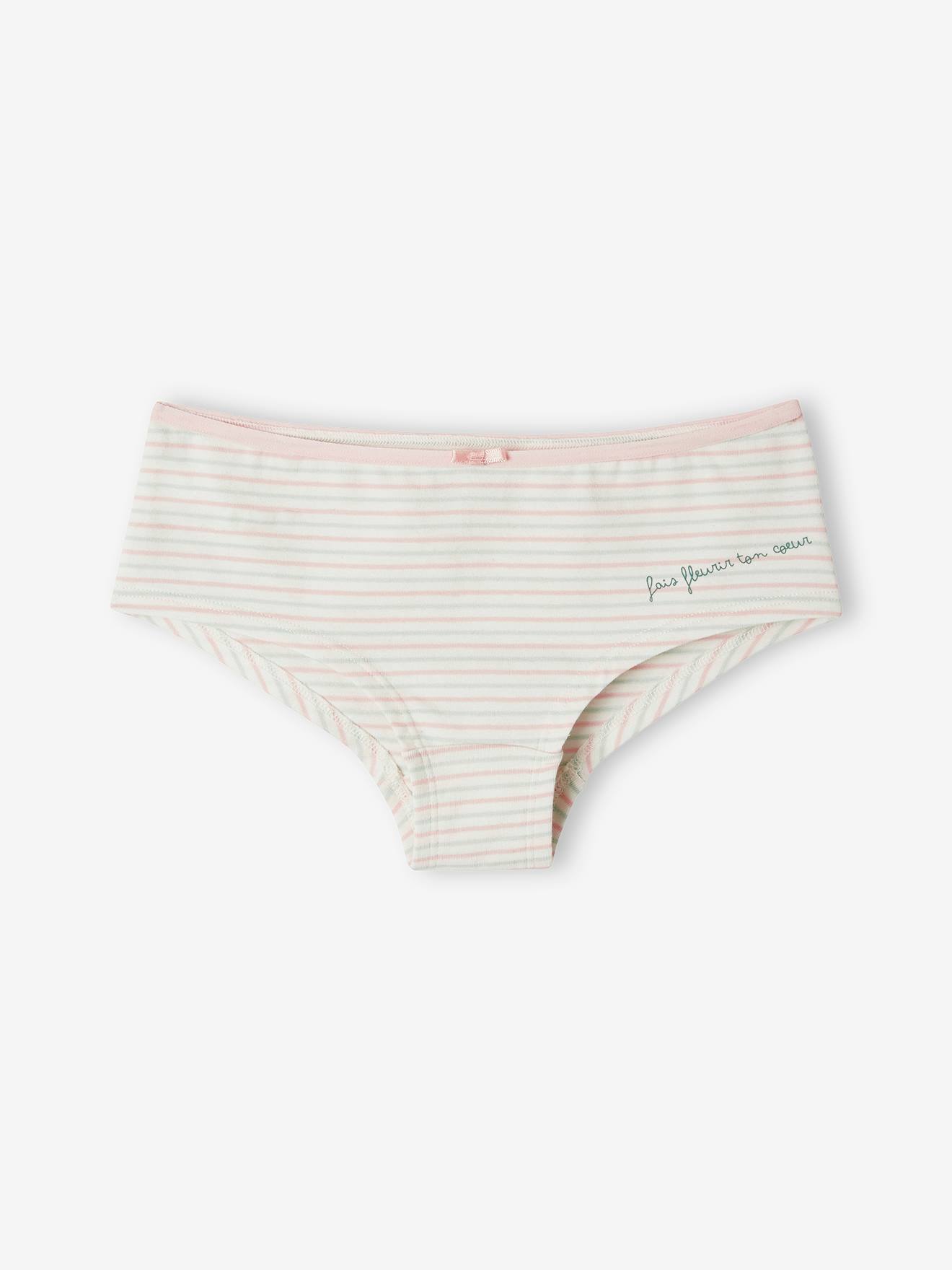 Lot de 5 shorties fille flowers rose poudré
