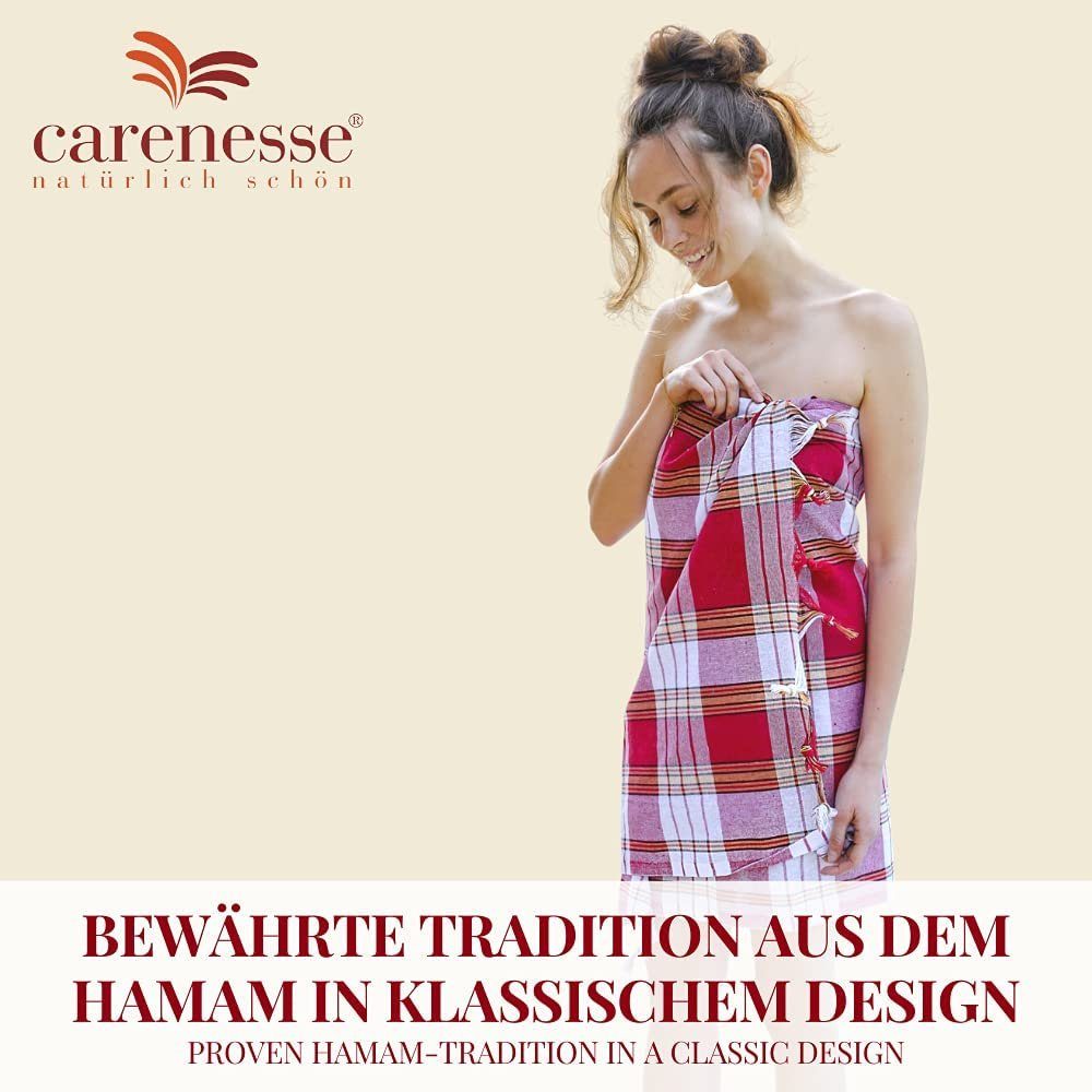Carenesse Hamamtücher 3x Classic rot 80x170 cm Pestemal Fouta Saunatuch Strandtuch Handtuch, 100% Baumwolle (3-St), 100% Baumwolle saugfähig & schnelltrocknend beach towel Backpacker