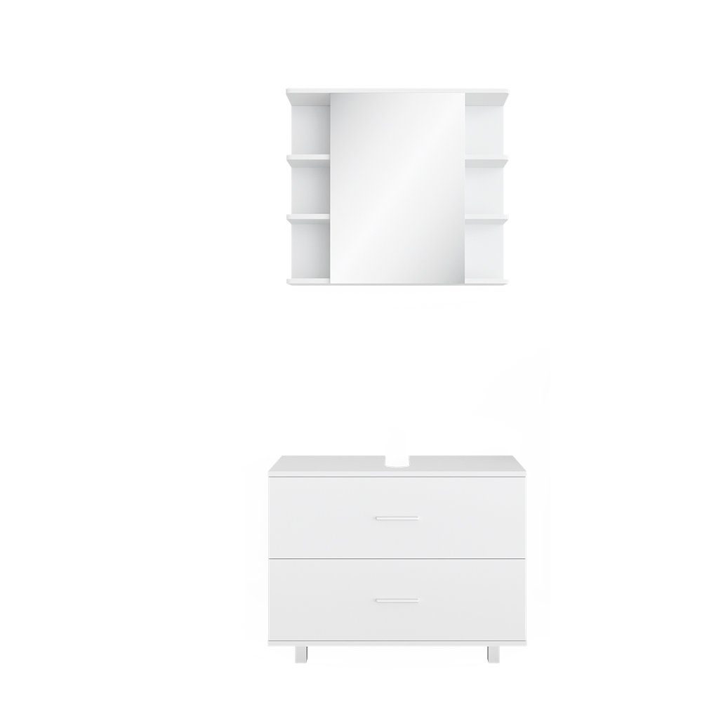 Vicco Badmöbel-Set Badezimmerset ILIAS Weiß Set 5, (2-er Set, 2-St., 2-er Set)