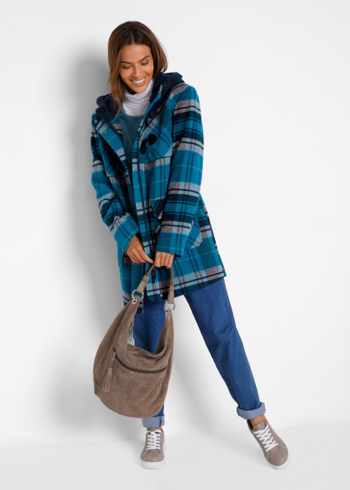leicht wattierter Dufflecoat mit Kapuze