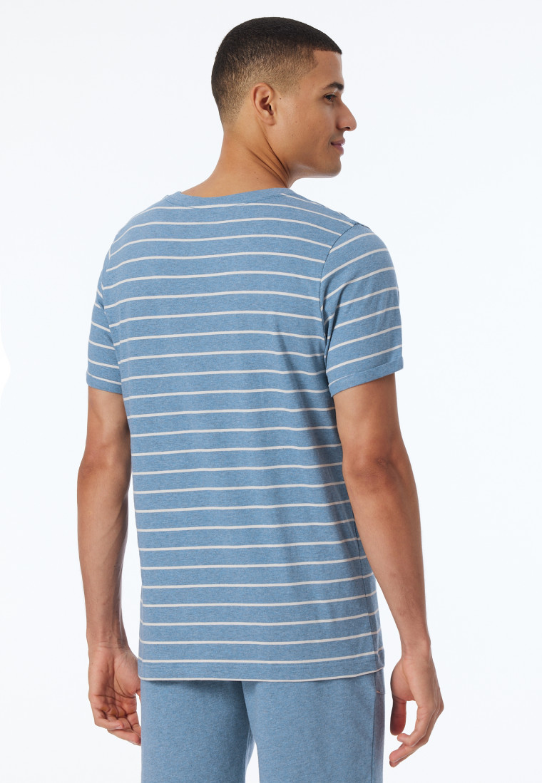 Shirt kurzarm Streifen blau-meliert - Mix+Relax