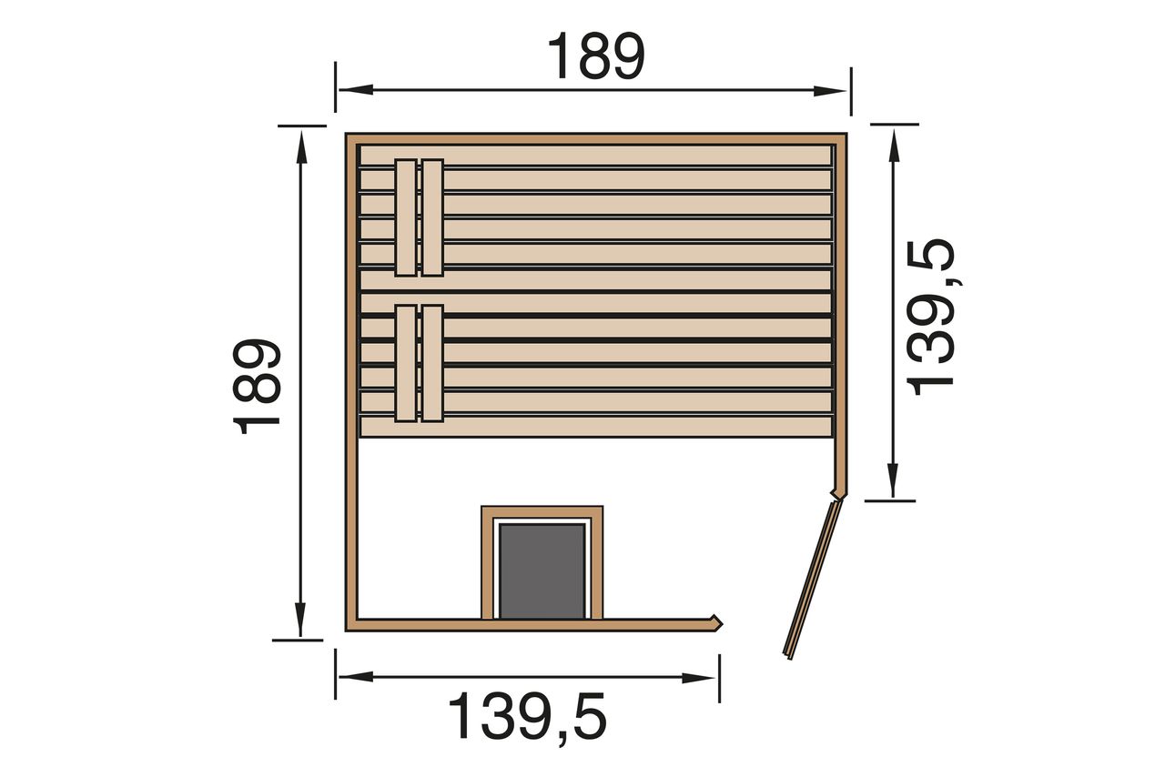 WEKA 38mm Masssivholzsauna mit Eckeinstieg Gr.1 inkl. 9,0 kW Kompakt-Ofen