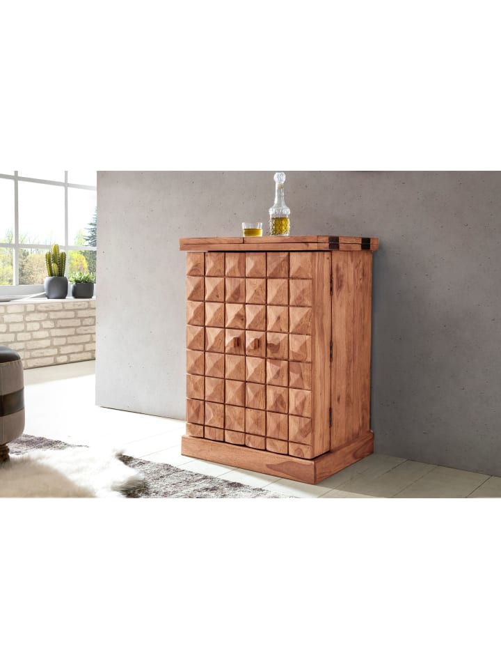 KADIMA DESIGN Hausbar Massivholz 65x91x50 cm Weinbar ausklappbar, Kleine Bar in Akazie günstig kaufen onesize