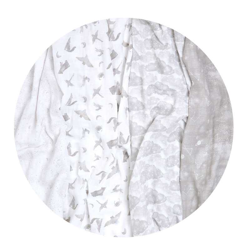Lot de 4 langes map the stars foret gris Aden et Anais