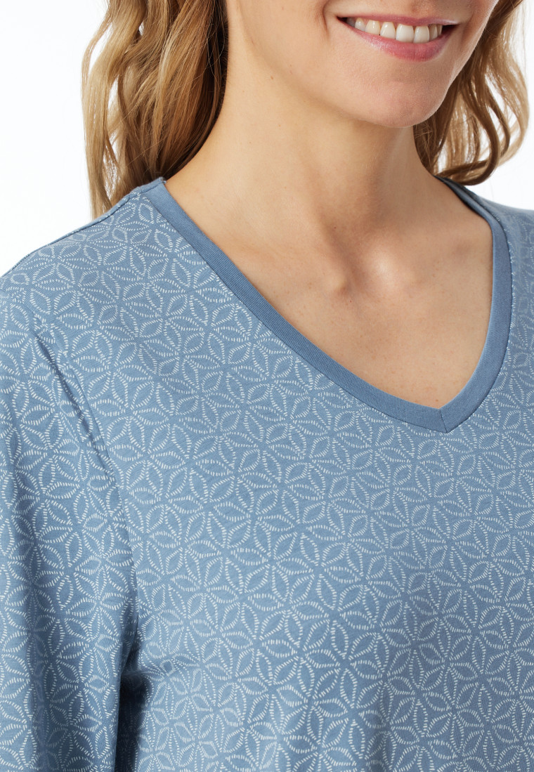 Nachthemd langarm blaugrau gemustert - Comfort Essentials