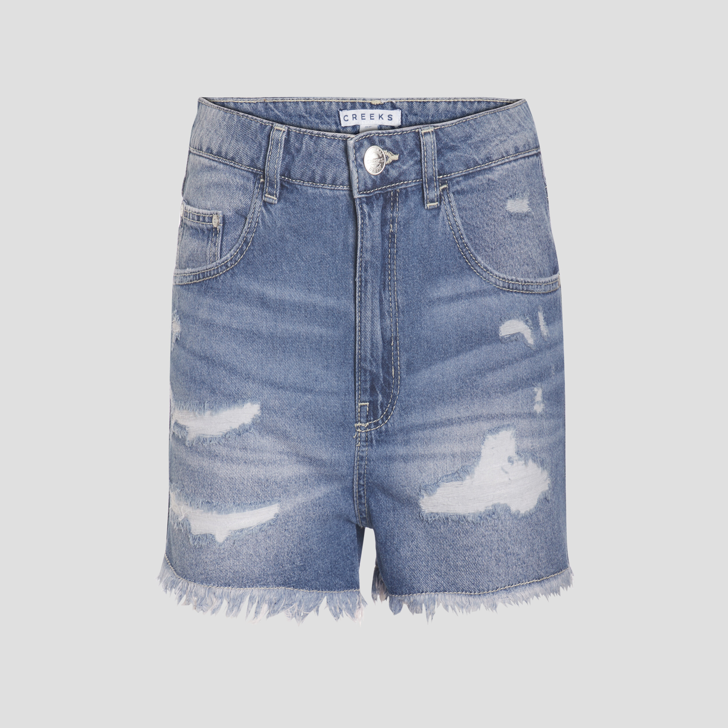 Short droit en jean Creeks denim bleach femme | La Halle