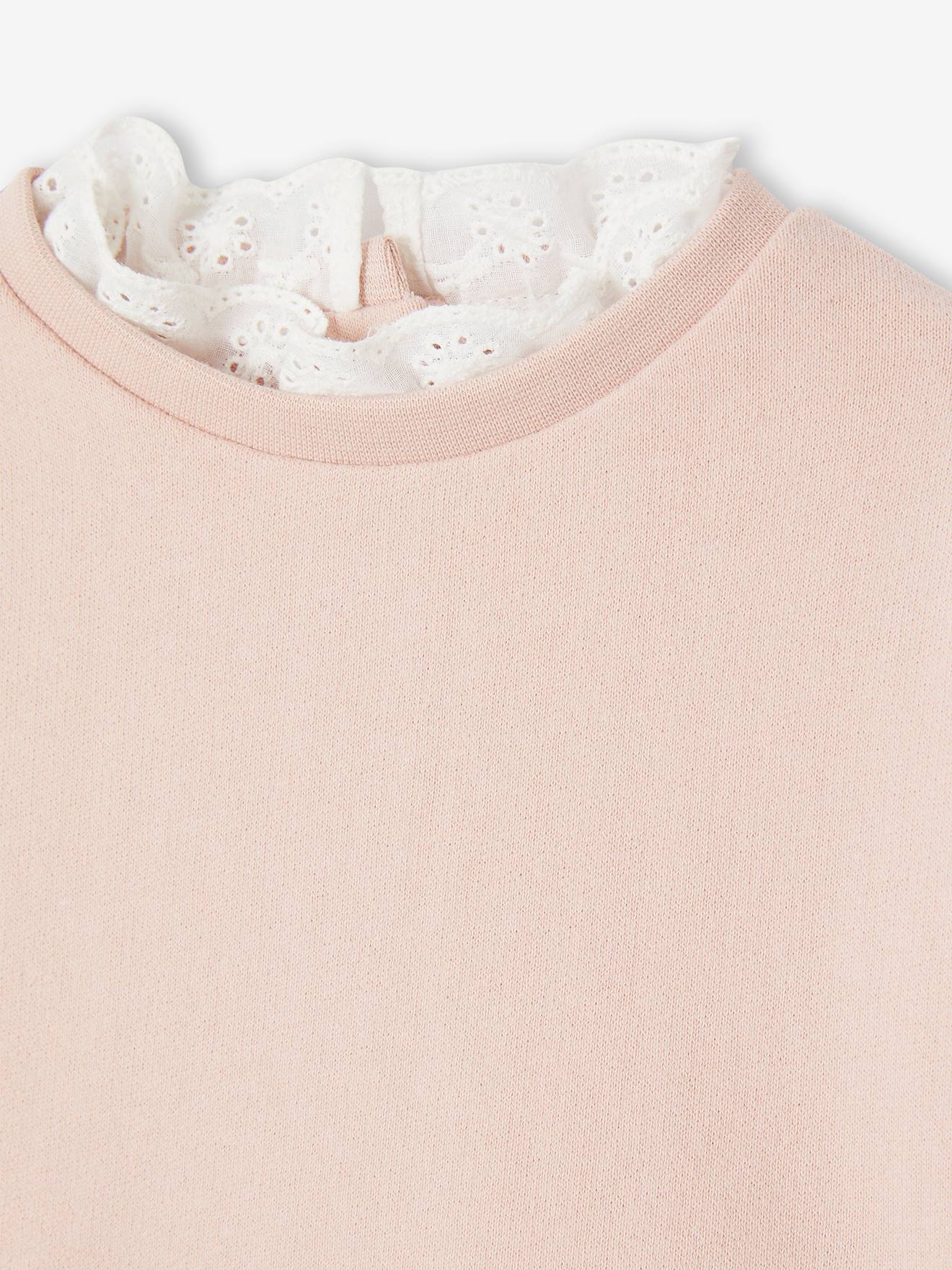 Vertbaudet Mädchen Baby Sweatshirt mit Kragen - pudrig rosa