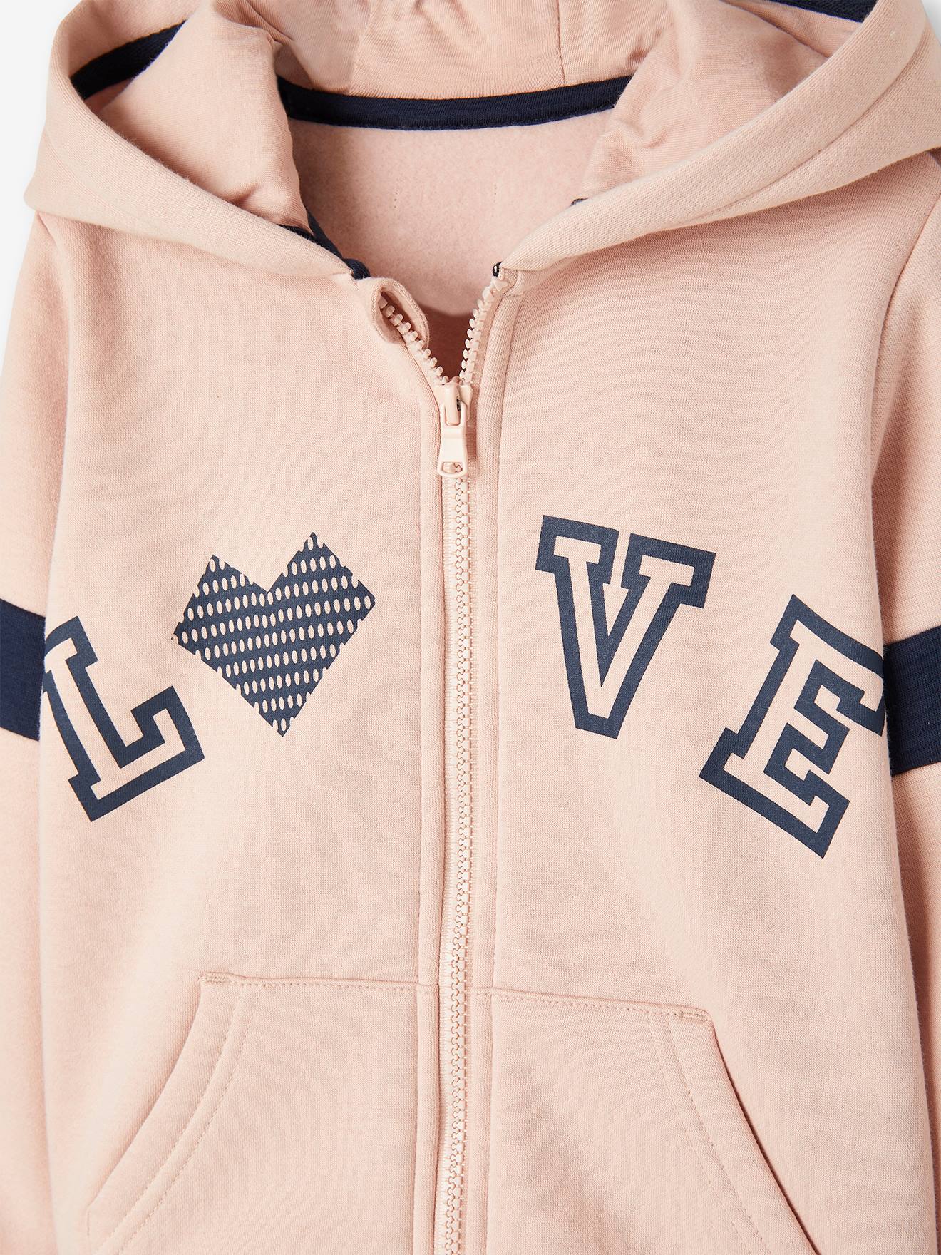 Vertbaudet Mädchen Kapuzensweatjacke, bedruckt Oeko-Tex - marine