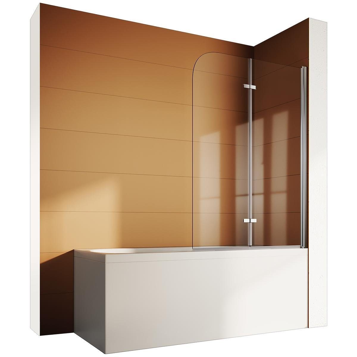 SONNI Badewannenaufsatz Faltwand Faltbar 100x130cm Duschtrennwand Duschabtrennung, Badewannenfaltwand, 2-teilig, Nano Glas, Komfort