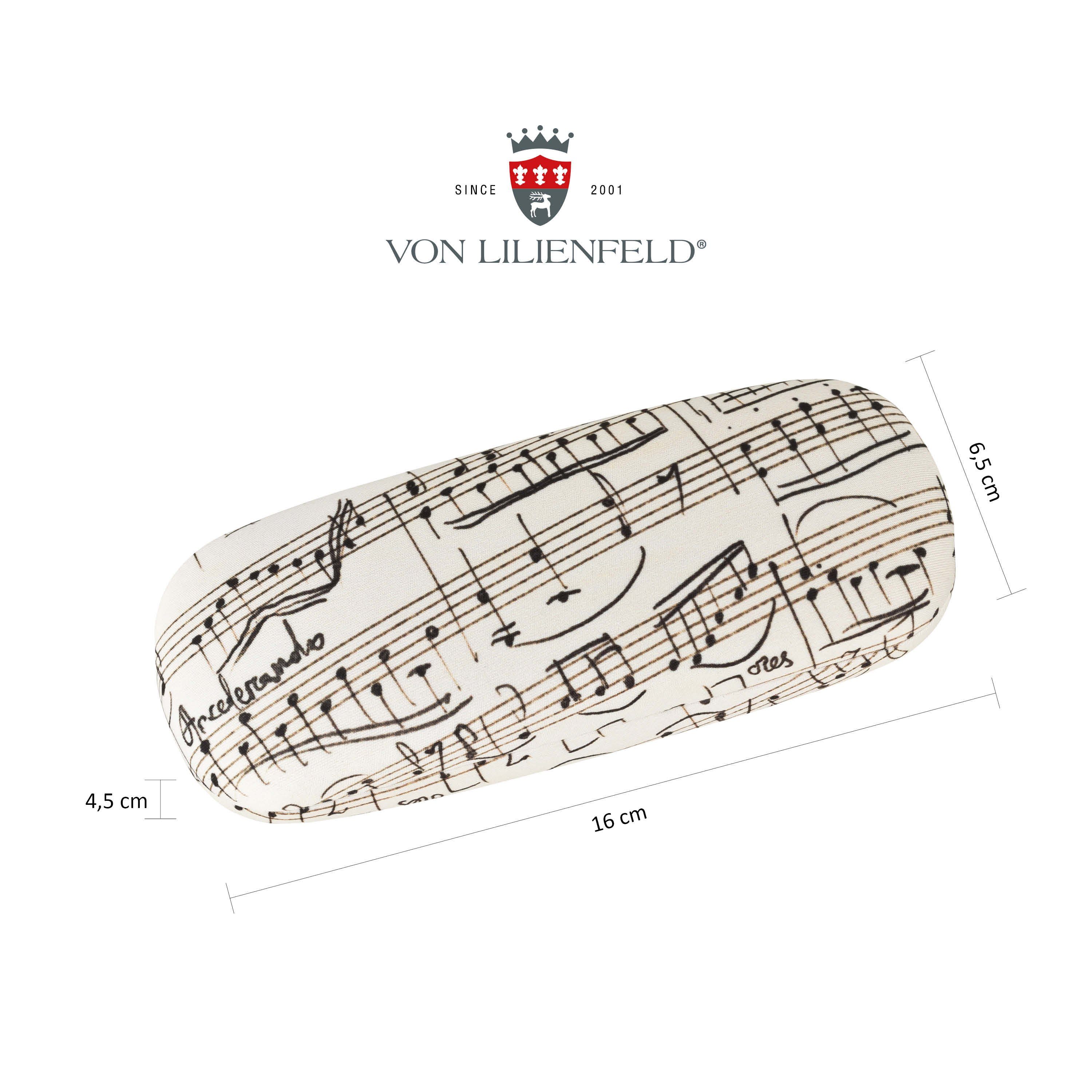 von Lilienfeld Brillenetui Brillenetui Noten Musik Motiv Etui Brillenbox, stabiles mit Mikrofaser bezogenes Hardcase