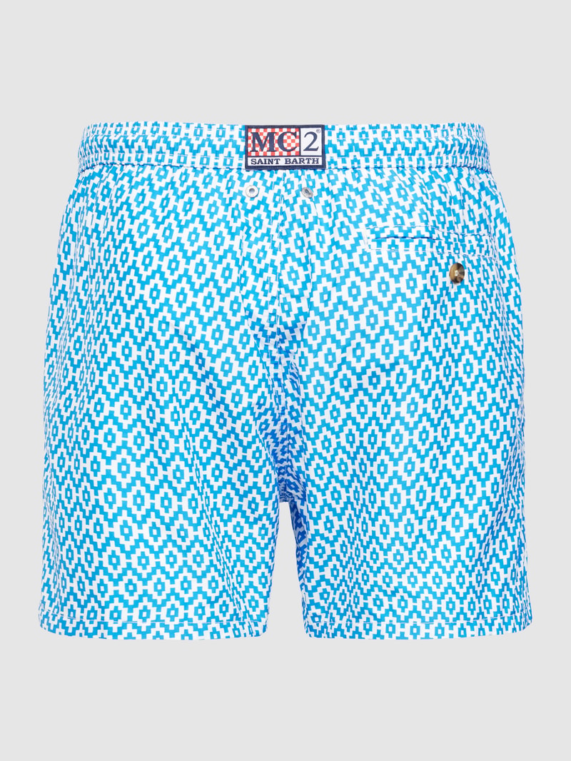 Badehose mit Allover-Muster Modell 'LIGHTING' in blau