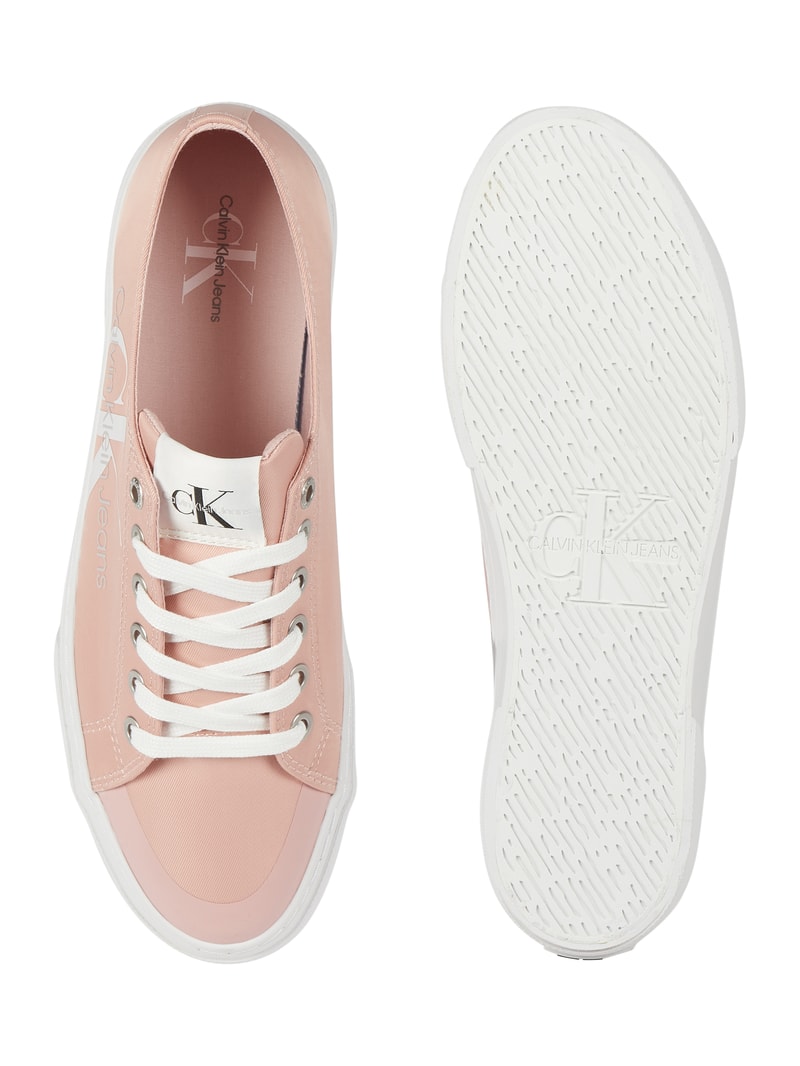 Plateau-Sneaker aus Textil in rosa