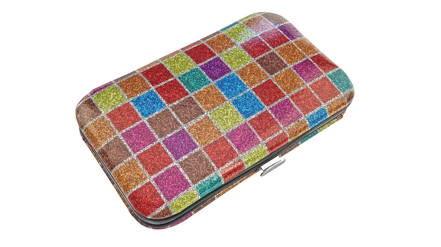 Rahmenmaniküre Etui, 6-teilig, Kästchen, Glitzer