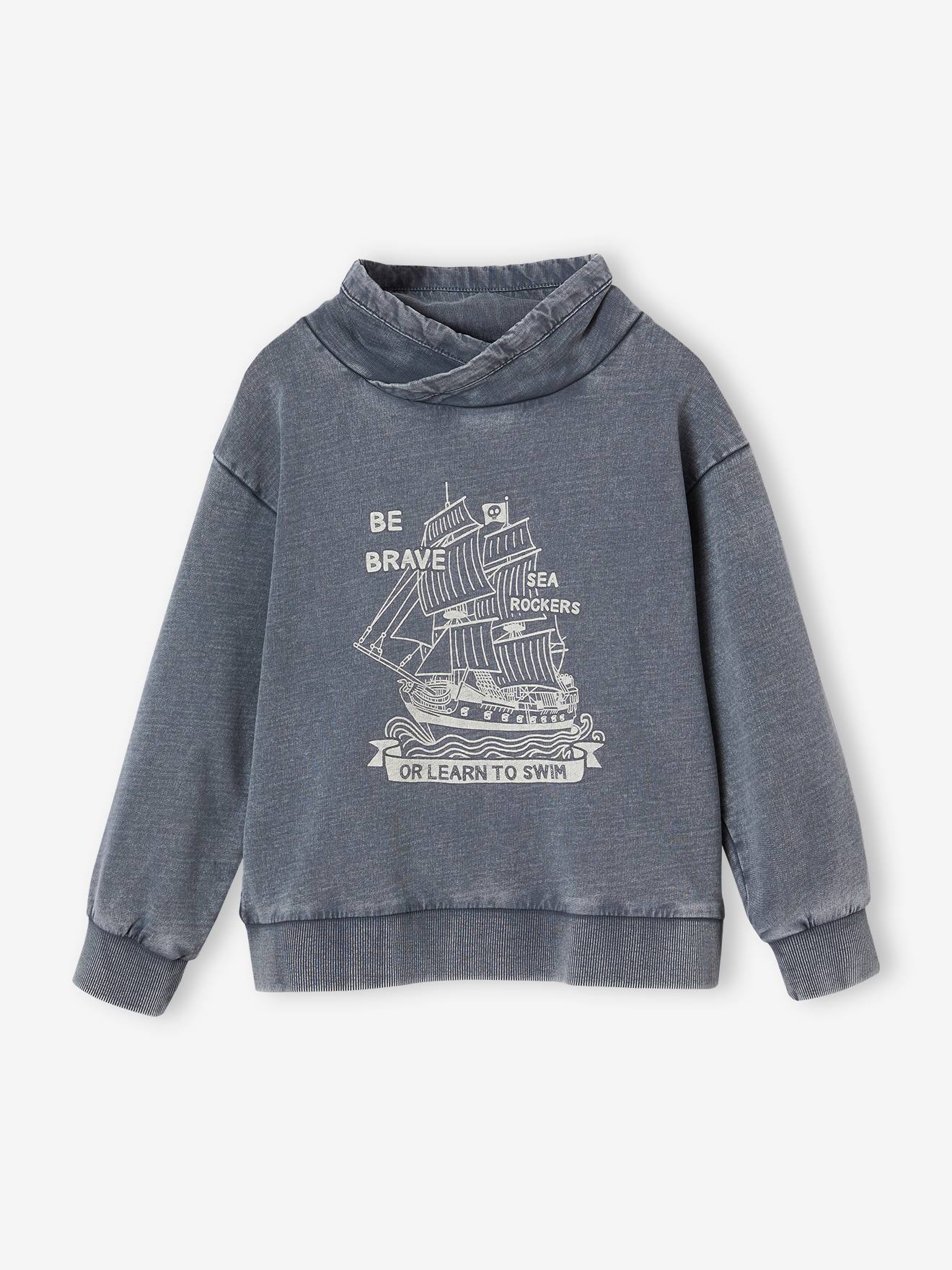 Vertbaudet Jungen Sweatjacke mit Schalkragen - grau meliert