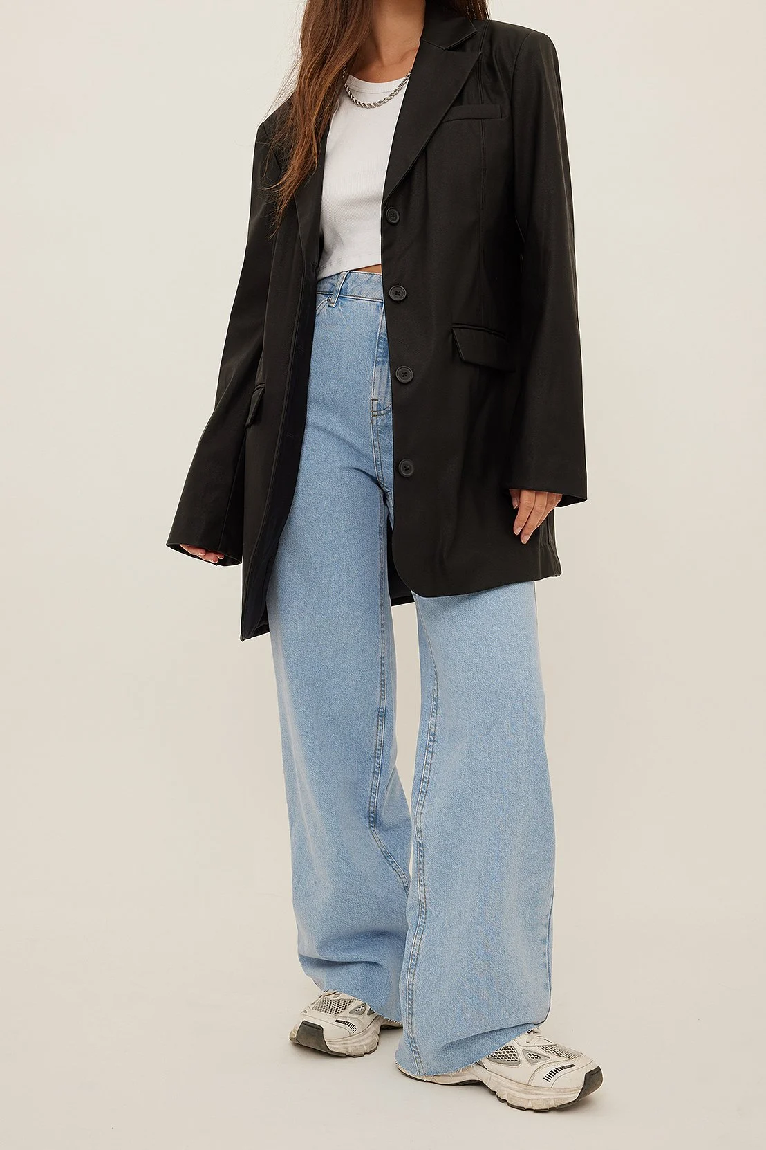 PU-Blazer mit Nahtdetail