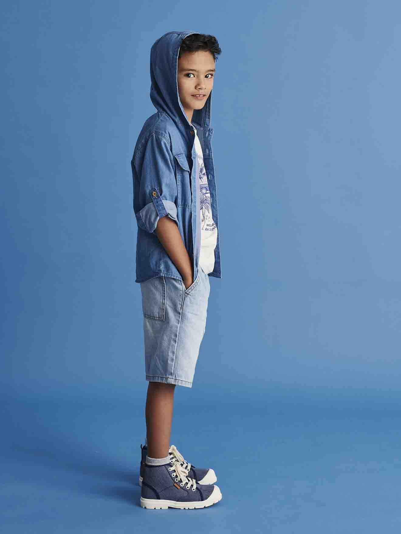Vertbaudet Jungen Jeans-Shorts mit Schlupfbund Oeko-Tex - double stone