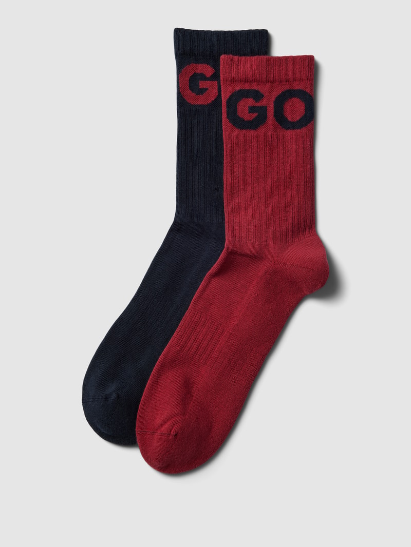Socken mit Label-Stitching im 2er-Pack in bordeaux rot