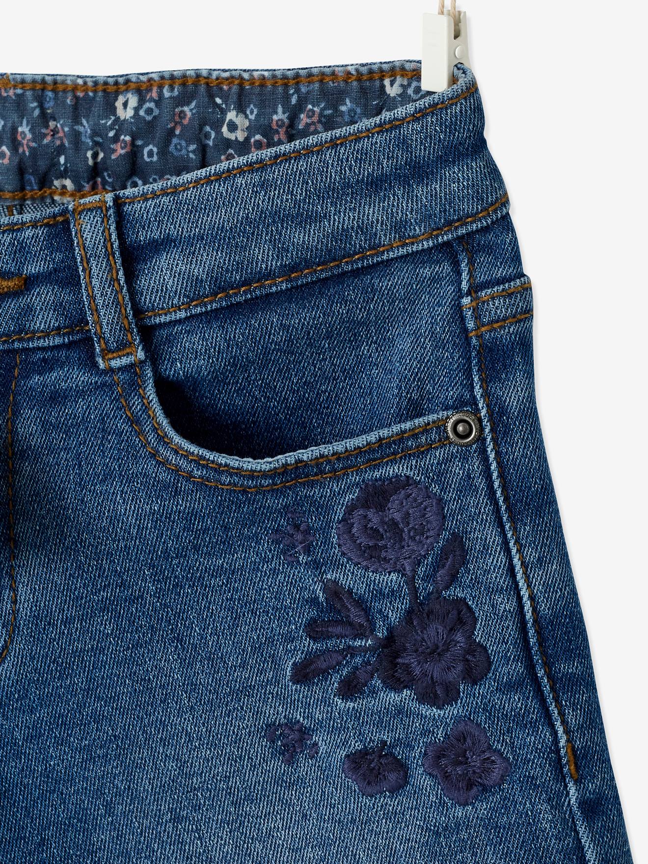 Vertbaudet Bestickte Mädchen Jeans-Shorts Oeko-Tex - blue stone