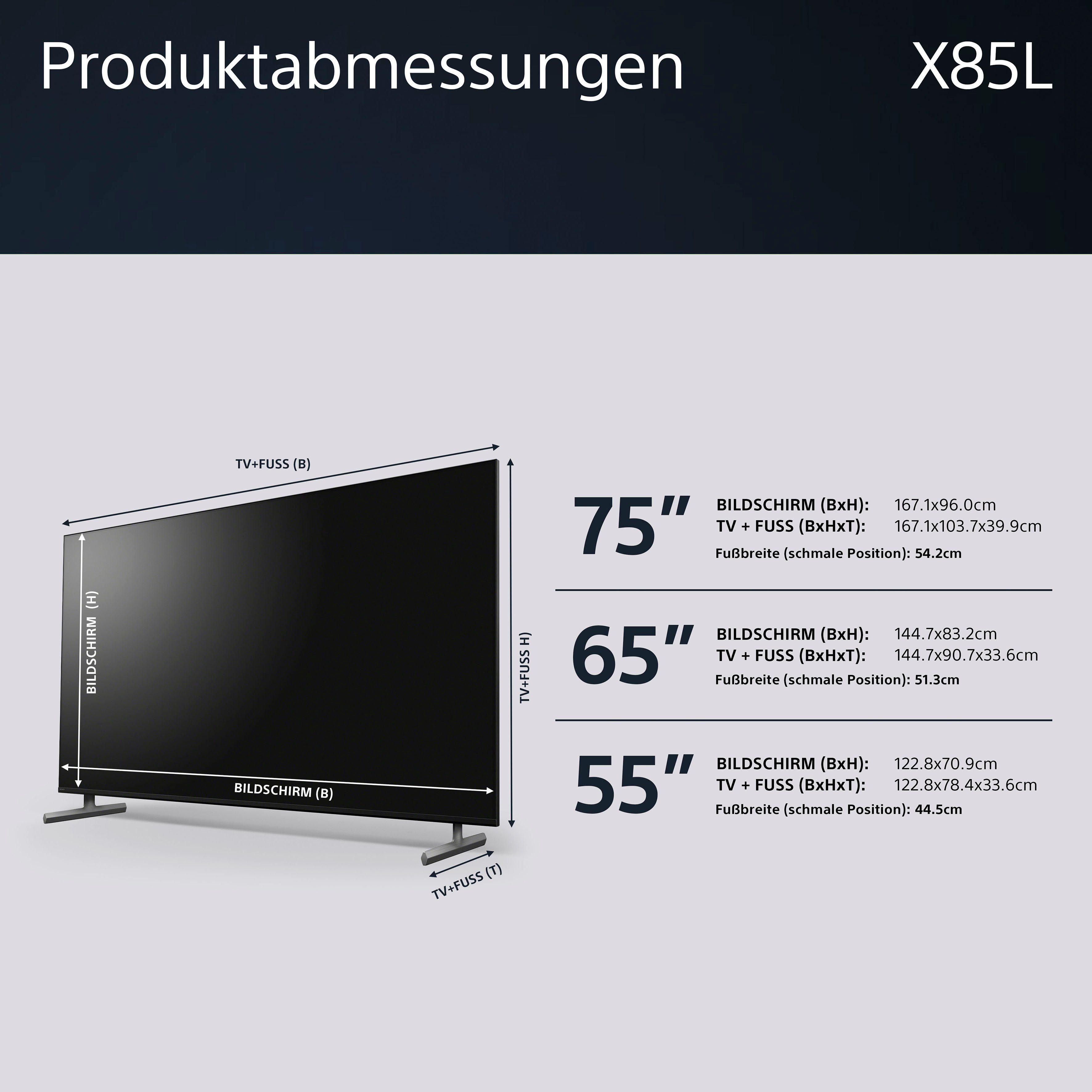 Sony KD-75X85L LED-Fernseher (189 cm/75 Zoll, 4K Ultra HD, Android TV, Google TV, Smart-TV, BRAVIA CORE, TRILUMINOS PRO, HDMI 2.1, Gaming-Menü)