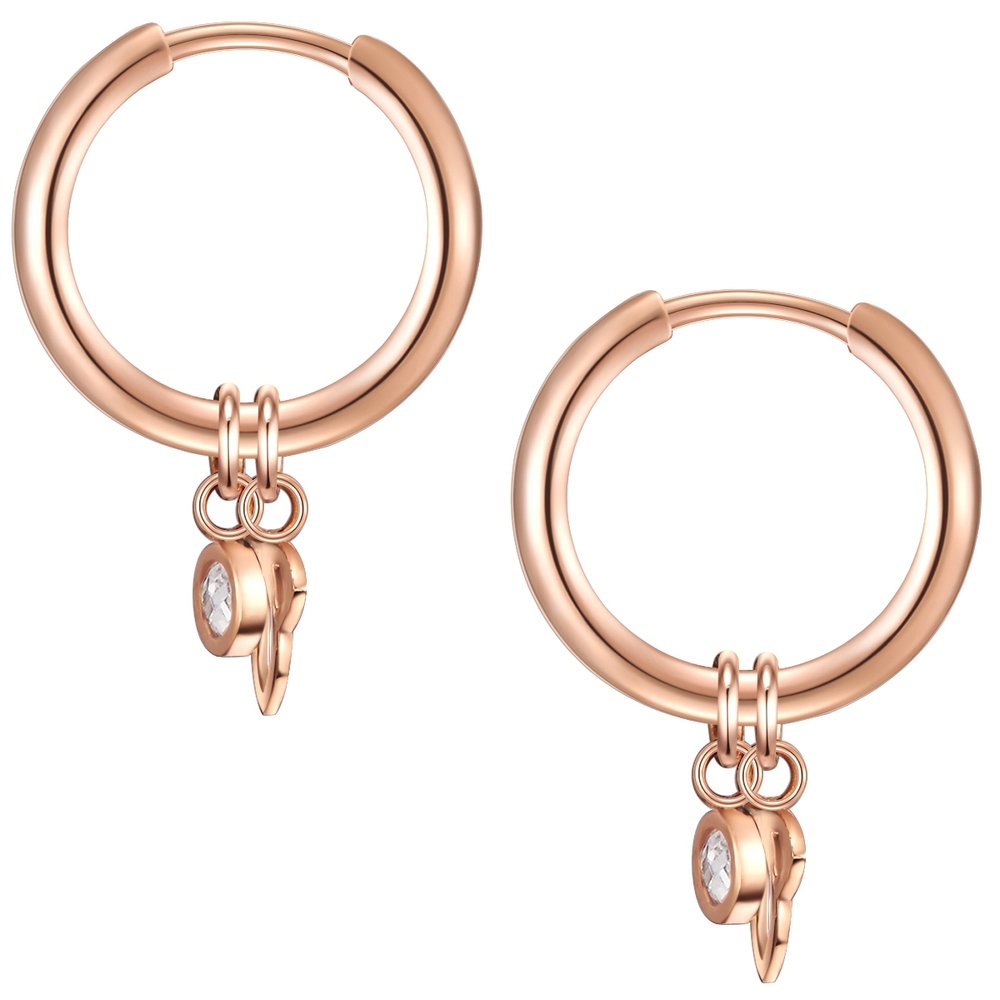 EASTSIDE Créoles en acier inoxydé fleur de lotus Acier inoxydable Preciosa en Or rose Boucles d'oreilles