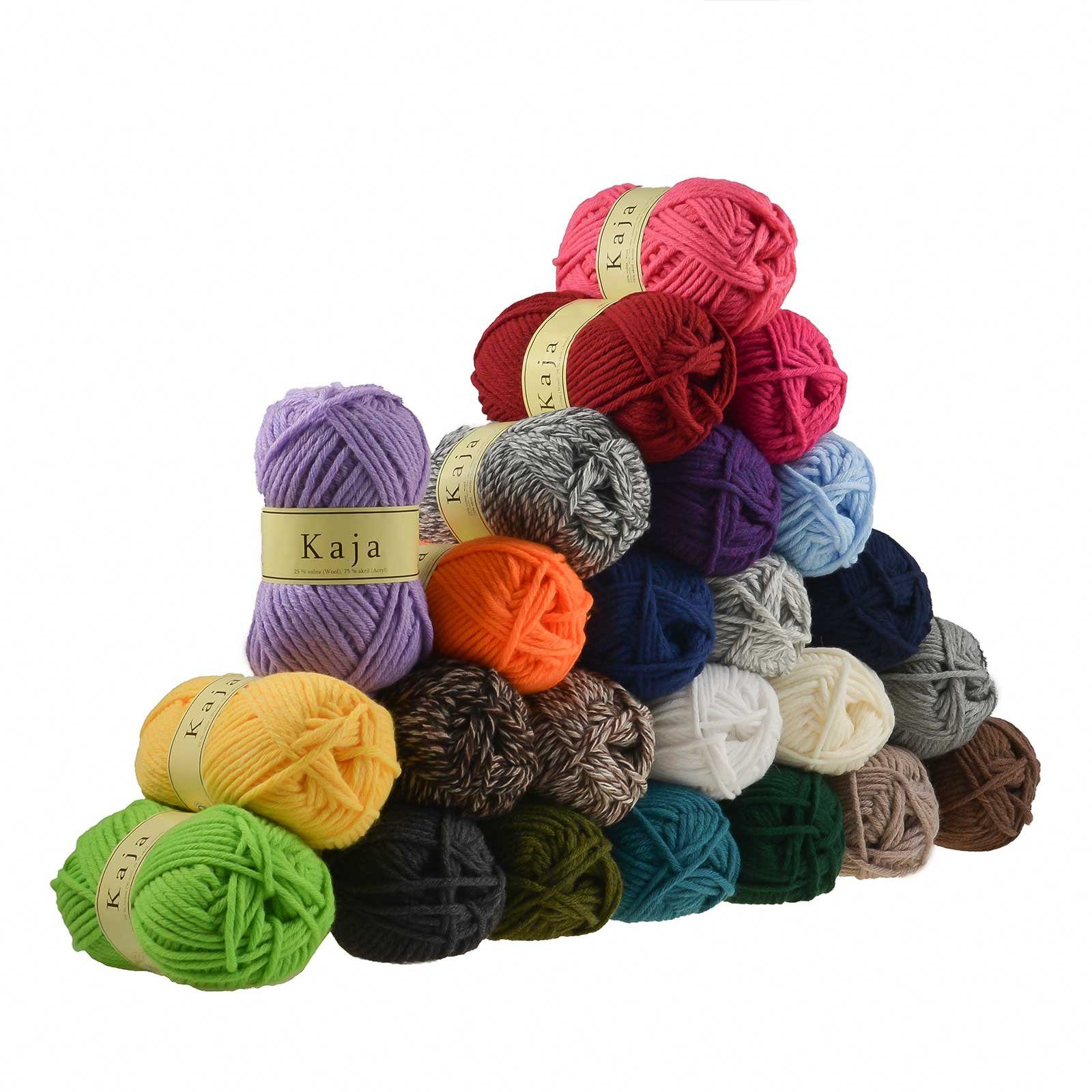 maDDma 100g Mützenwolle / Jackenstrickgarn KAJA, 25% Wolle Häkelwolle, 85 m, weiß