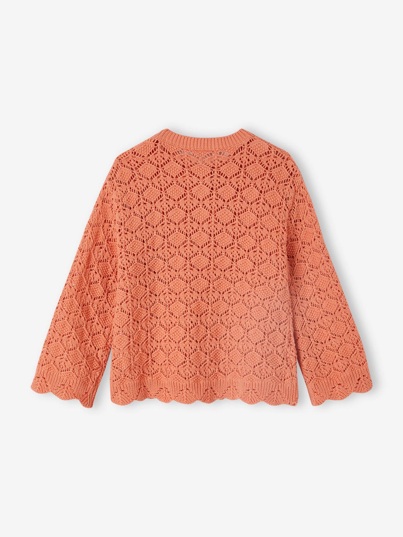 Vertbaudet Mädchen Strickjacke mit Ajourmuster Oeko-Tex - pfirsich