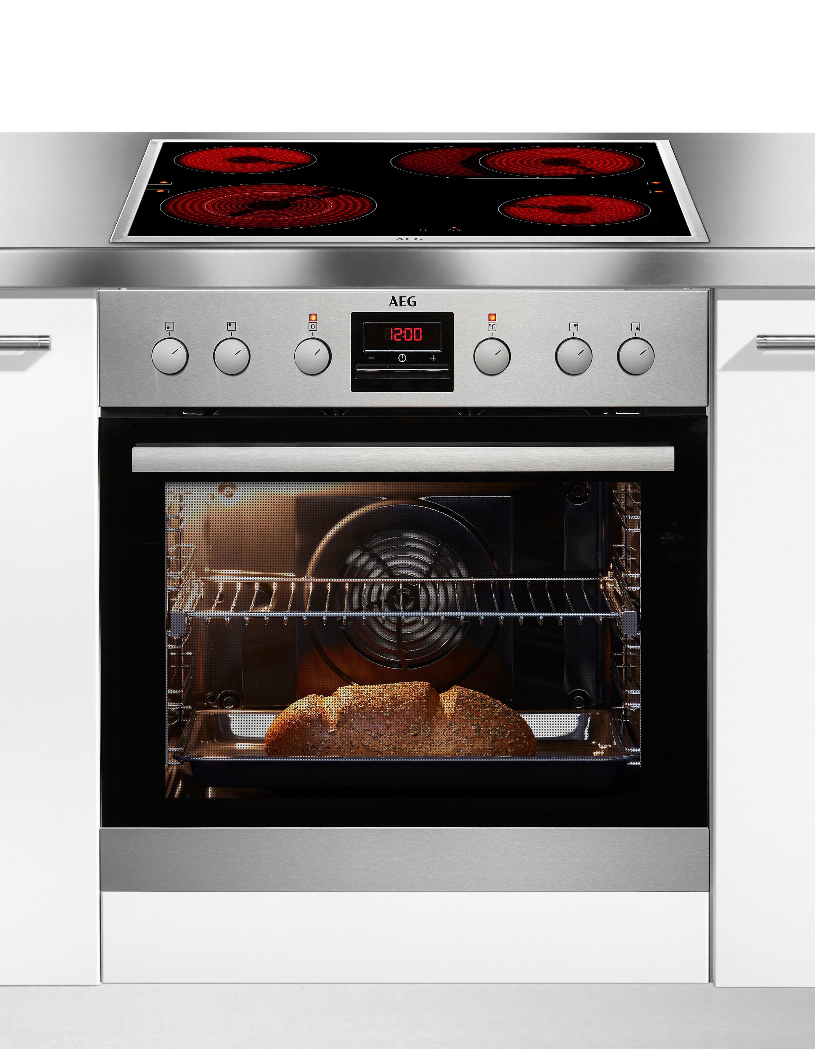 AEG Elektro-Herd-Set EES33101ZM, mit Backauszug, Multifunktionsherd