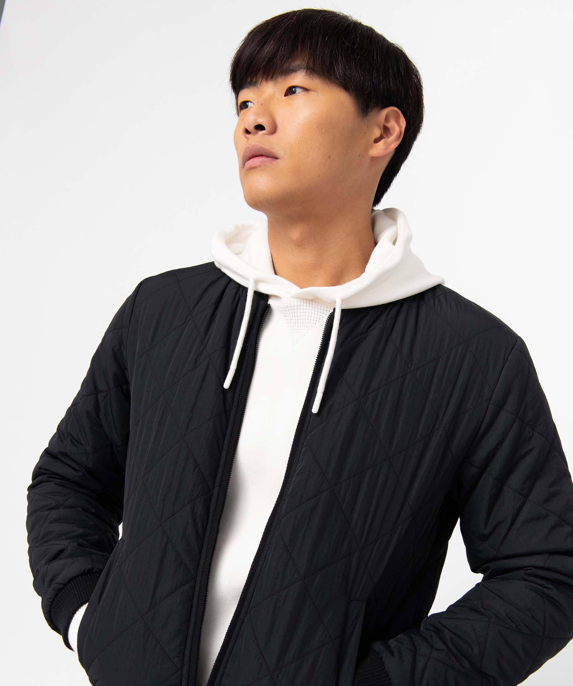 Blouson homme en matière matelassée et finitions en bord-c... noir | GEMO