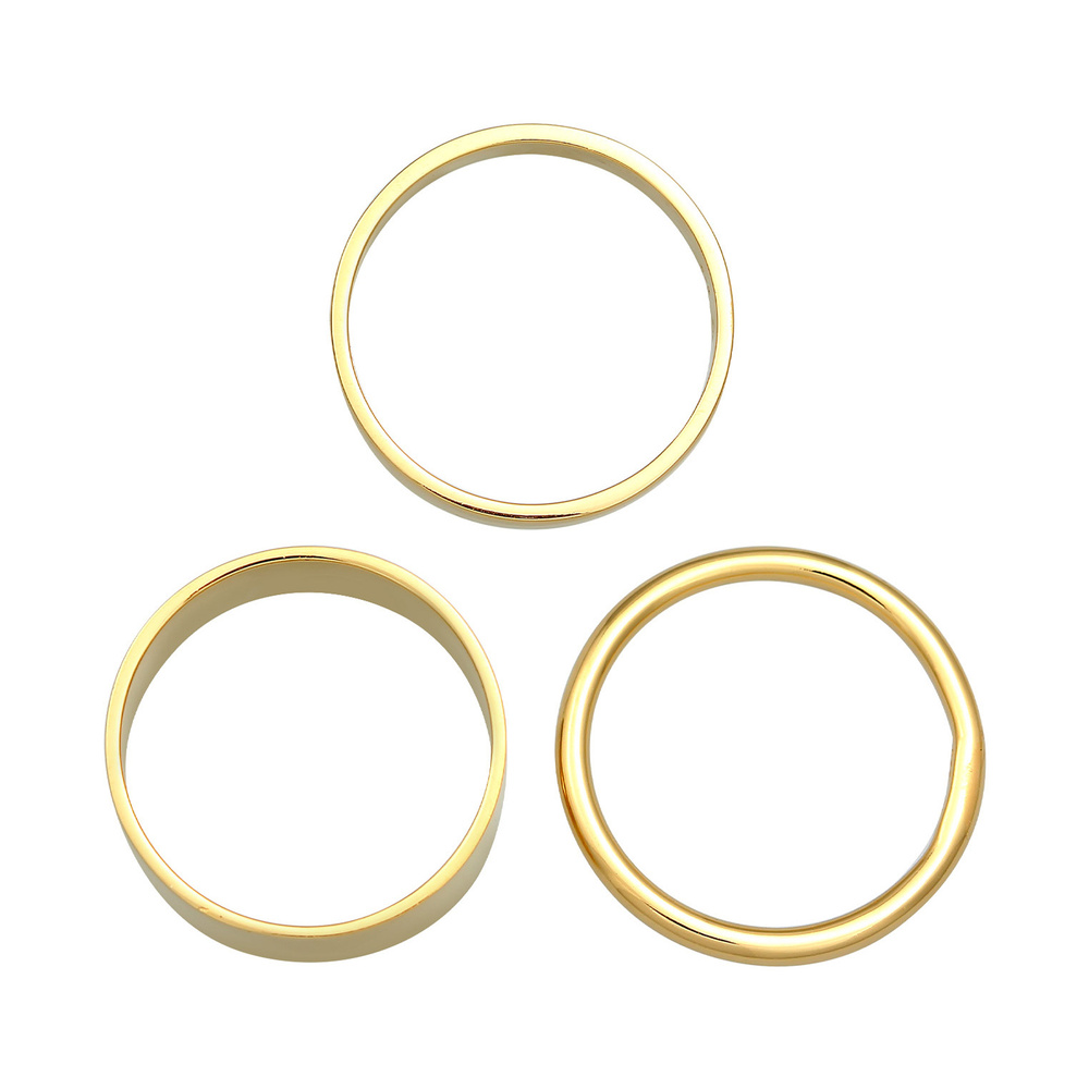 Elli Elli Bague Lot de 3 bagues pour dames en argent sterling 925 plaqué or, larges et Bague