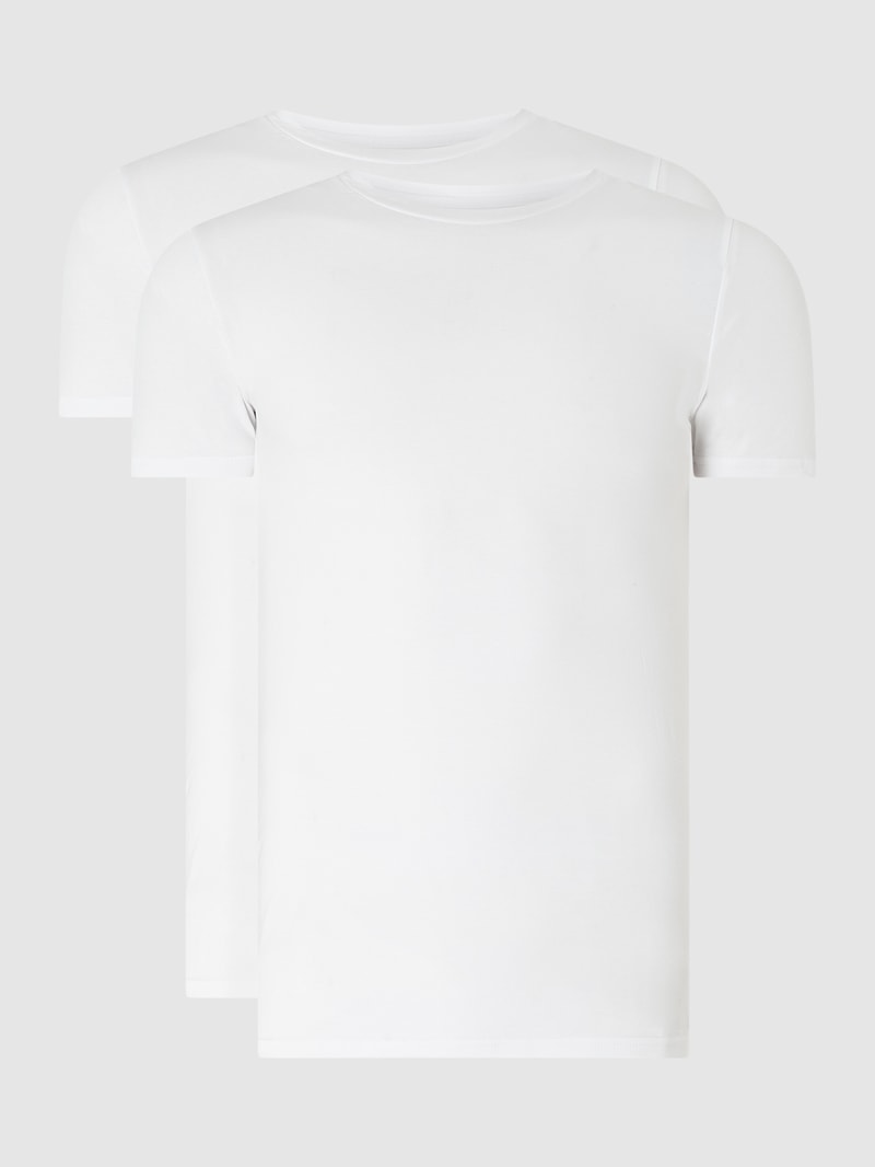 T-Shirt mit Stretch-Anteil im 2er-Pack Modell 'Cadan' in weiß