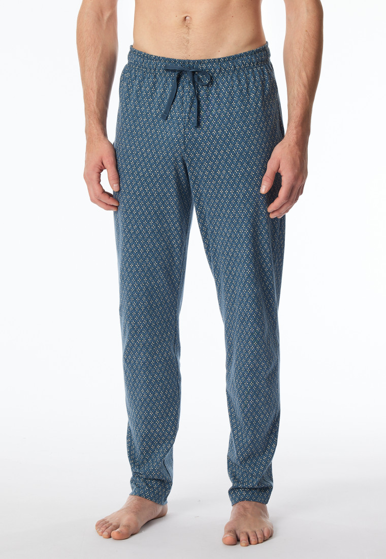 Loungehose lang Organic Cotton jeansblau gemustert - Mix+Relax