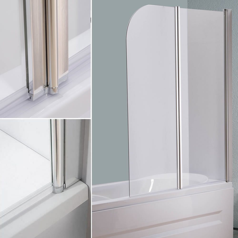Mucola Badewannenaufsatz 133CM Glas Duschabtrennung Duschwand Badewannenaufsatz Faltwand