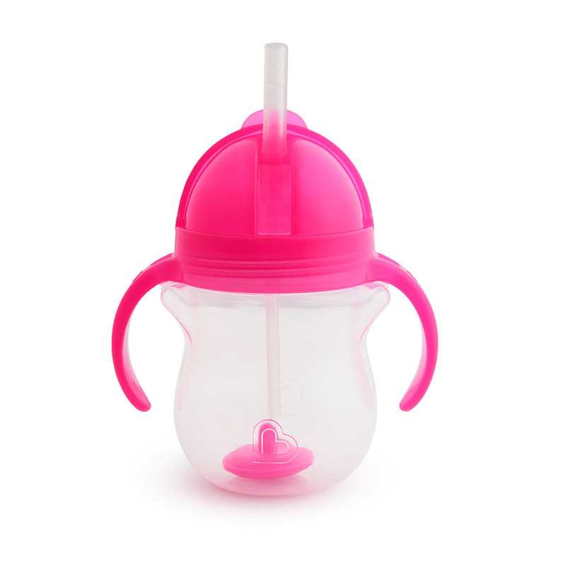 Tasse avec paille renversé 6 mois et + rose Munchkin