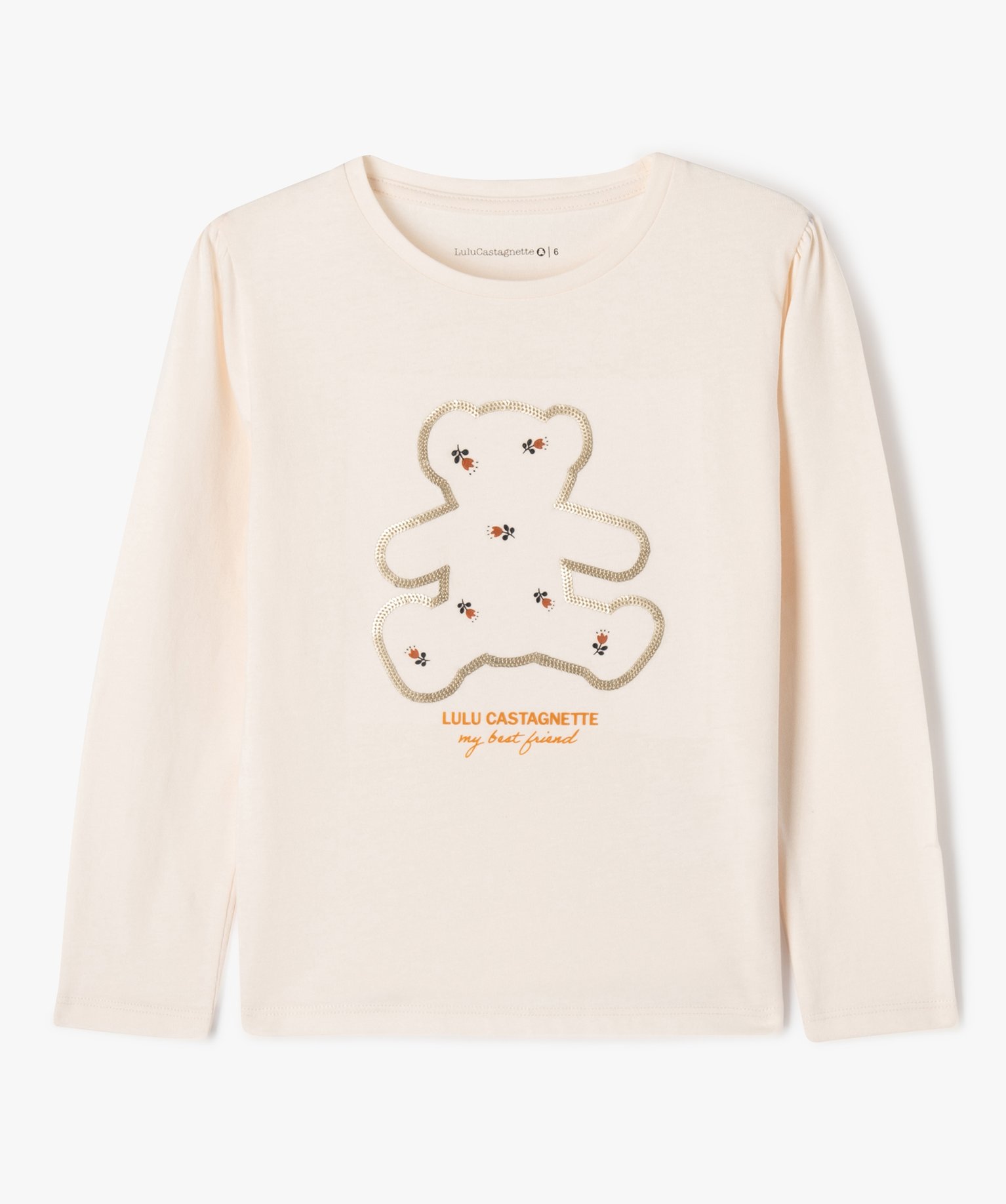 Tee-shirt manches longues à motif fille - LuluCastagnette ecru | GEMO