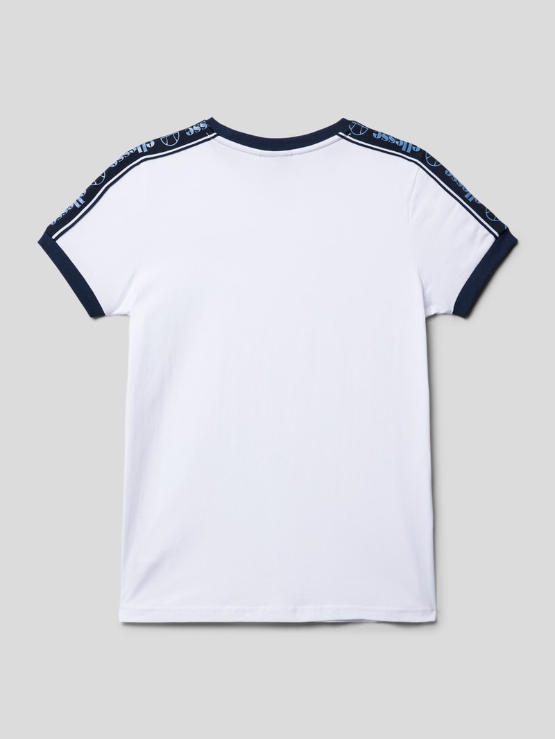 T-Shirt mit Kontraststreifen Modell 'Giovi' in weiß