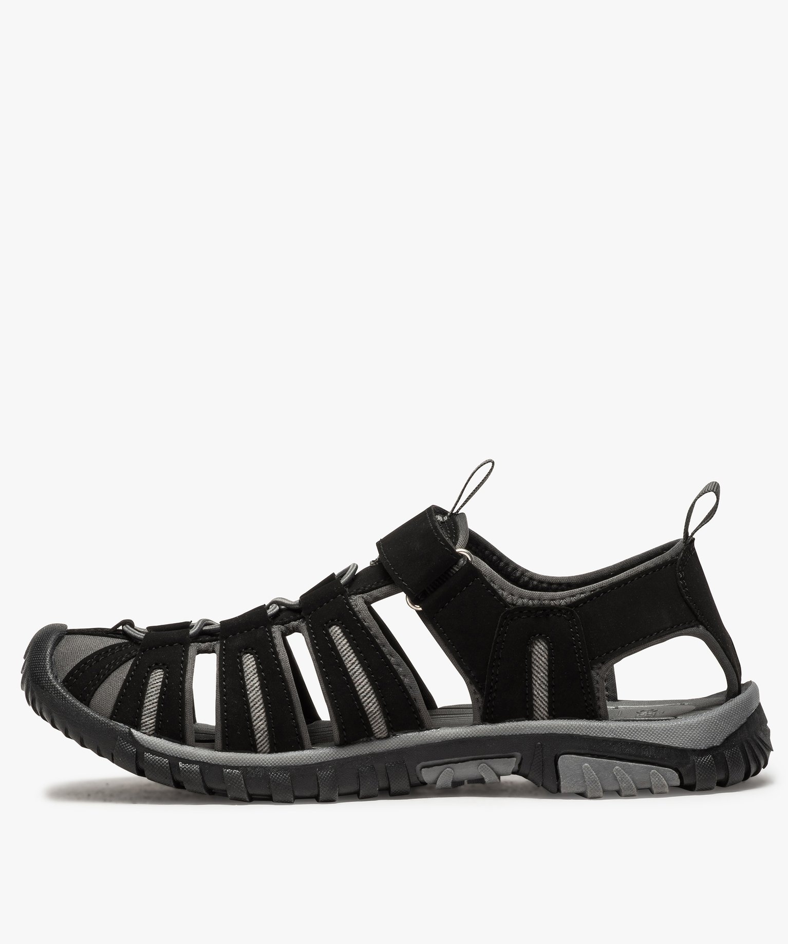 Sandales homme style randonnée à scratch et bout fermé noir | GEMO